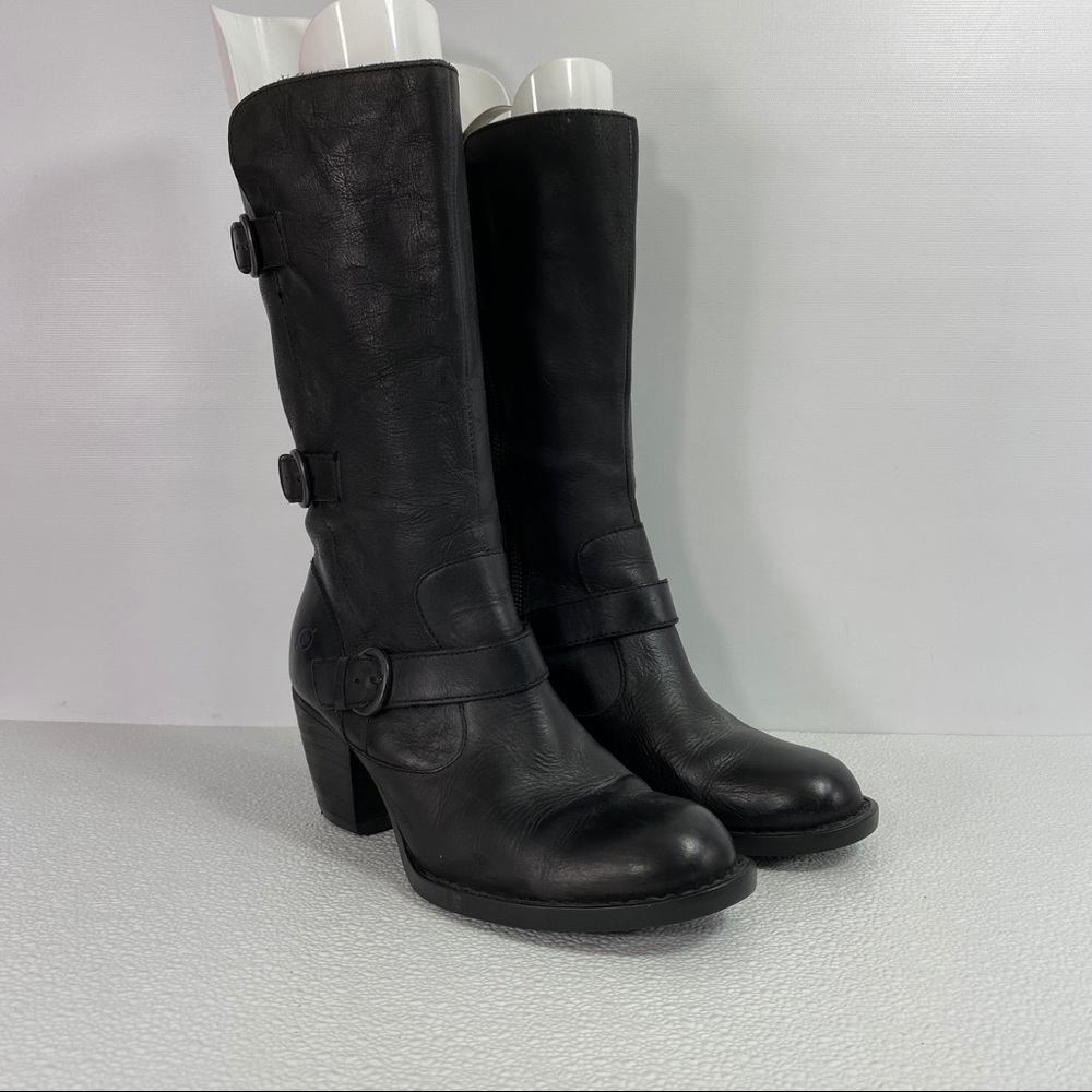 Born Handcrafted Leather Side Zip Boots 12” Tall